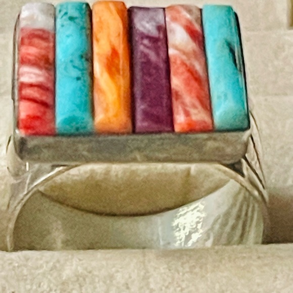 VTG Jay King Mine Finds Turquoise Coral Spiny Oyster Sterling Mens  Ring Sz 10.5 - Picture 7 of 15